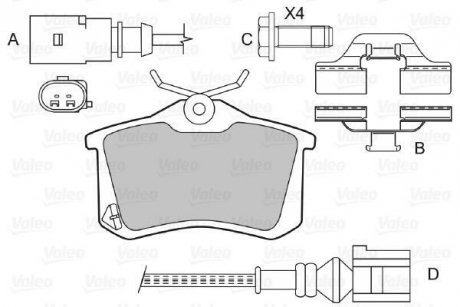 Тормозные колодки, дисковый тормоз (набор) Valeo 598463 (фото 1)