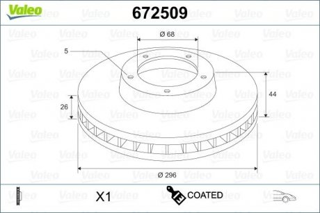 Диск тормозной MALOWANA NISSAN QASHQAI Valeo 672509 (фото 1)