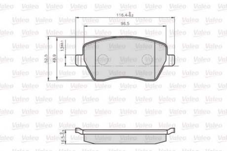 Колодки тормозные RENAULT P. KANGOO 1,2-1,6 08- Valeo 872973 (фото 1)