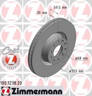 Тормозной диск 100.1238.20 ZIMMERMANN 100123820