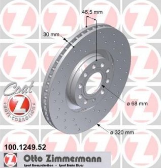 Гальмівний диск ZIMMERMANN 100124952 (фото 1)