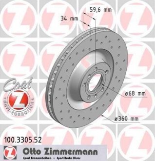 Гальмівний диск ZIMMERMANN 100.3305.52 (фото 1)