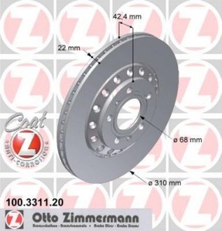 Тормозной диск 100.3311.20 ZIMMERMANN 100331120