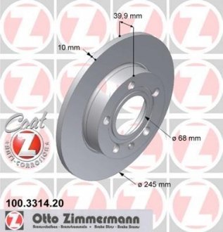 Тормозной диск 100.3314.20 ZIMMERMANN 100331420