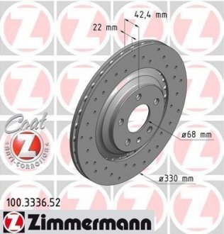 Тормозные диски старый номер ZIM 10033650 ZIMMERMANN 100.3336.52 (фото 1)