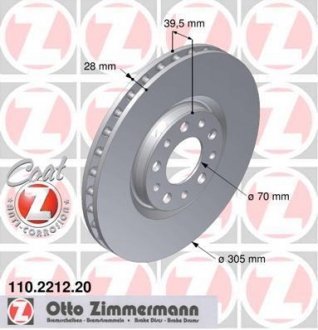 Тормозной диск 110.2212.20 ZIMMERMANN 110221220