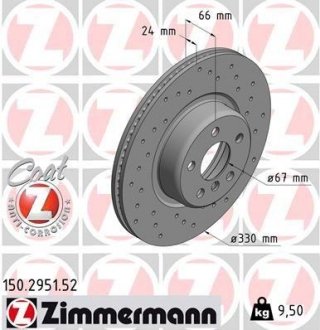 ДИСК ГАЛЬМIВНИЙ ПЕРЕДНIЙ ZIMMERMANN 150295152