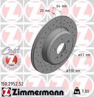 Диск тормозной SPORT Z левый ZIMMERMANN 150295252