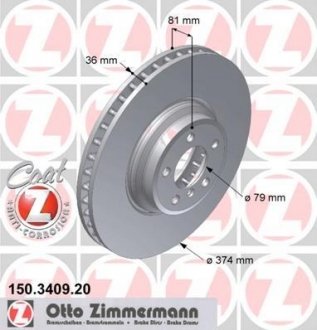 Тормозной диск ZIMMERMANN 150340920