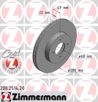 Гальмівний диск ZIMMERMANN 200251420