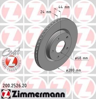 Тормозной диск 200.2526.20 ZIMMERMANN 200252620