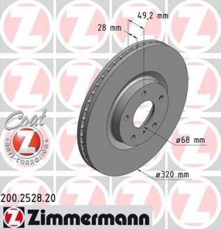 Диск тормозной ZIMMERMANN 200.2528.20