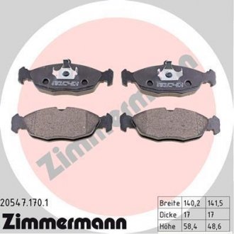 Комплект тормозных колодок, дисковый тормоз 20547.170.1 ZIMMERMANN 205471701