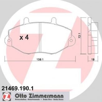 Тормозные колодки, дисковый тормоз (набор) ZIMMERMANN 214691901