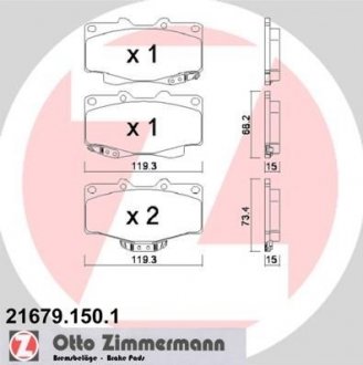 Тормозные колодки, дисковый тормоз (набор) ZIMMERMANN 216791501 (фото 1)