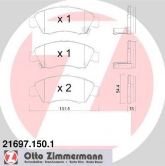 Тормозные колодки, дисковый тормоз (набор) ZIMMERMANN 216971501