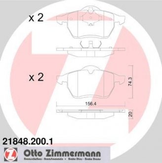 Тормозные колодки, дисковый тормоз (набор) ZIMMERMANN 218482001