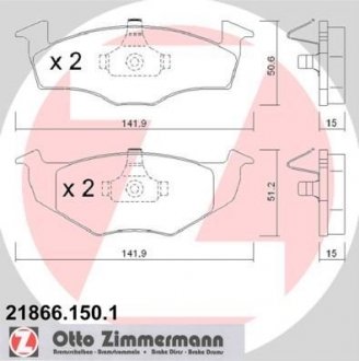 Тормозные колодки, дисковый тормоз (набор) ZIMMERMANN 218661501