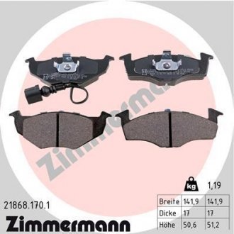 Тормозные колодки, дисковый тормоз (набор) ZIMMERMANN 218681701