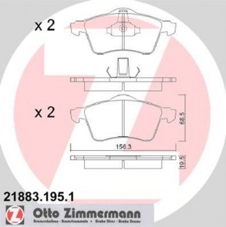 Тормозные колодки, дисковый тормоз (набор) ZIMMERMANN 218831951 (фото 1)