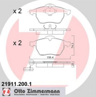 Гальмівні колодки перед Audi A3/VW Golf 4 до 2000г ZIMMERMANN 219112001