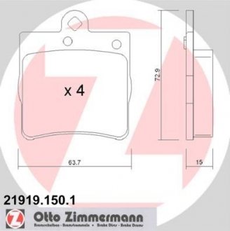 Колодки тормозные дисковые, к-кт ZIMMERMANN 219191501