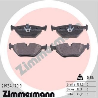 Тормозные колодки, дисковый тормоз (набор) ZIMMERMANN 219341709 (фото 1)