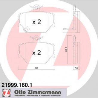 Тормозные колодки перед Smart 98- ZIMMERMANN 219991601