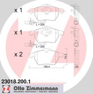 Гальмівні колодки перед. Audi A6 1.8-2.8 97- VW Pa ZIMMERMANN 230182001 (фото 1)