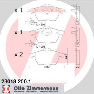 Колодки тормозные дисковые, к-кт ZIMMERMANN 230182001