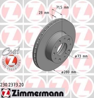 Тормозной диск 230.2373.20 ZIMMERMANN 230237320