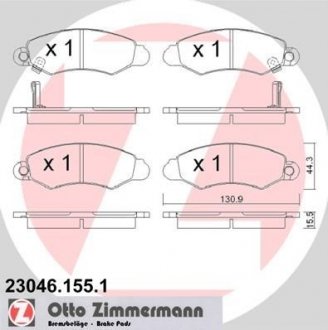 Тормозные колодки, дисковый тормоз (набор) ZIMMERMANN 230461551