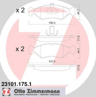 Тормозные колодки, дисковый тормоз (набор) ZIMMERMANN 231011751