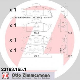 Гальмівні колодки, дискове гальмо (набір) ZIMMERMANN 231931651