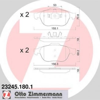 Гальмівні колодки, дискове гальмо (набір) ZIMMERMANN 232451801