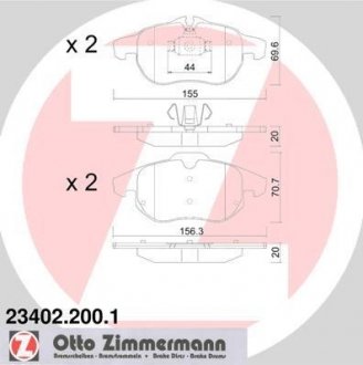 Колодки тормозные дисковые, к-кт ZIMMERMANN 234022001 (фото 1)