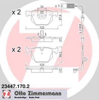 Тормозные колодки, дисковый тормоз (набор) ZIMMERMANN 234471702