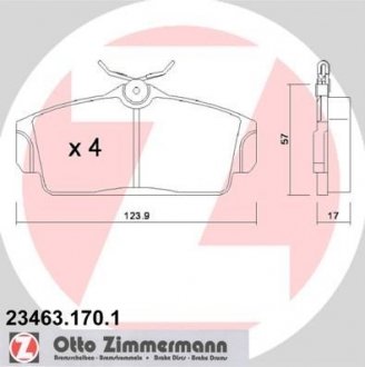 Гальмівні колодки, дискове гальмо (набір) ZIMMERMANN 234631701