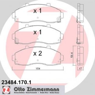 Тормозные колодки, дисковый тормоз (набор) ZIMMERMANN 234841701