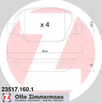 Гальмівні колодки, дискове гальмо (набір) ZIMMERMANN 235171601