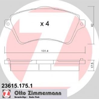 Комплект тормозных колодок ZIMMERMANN 23615.175.1 (фото 1)