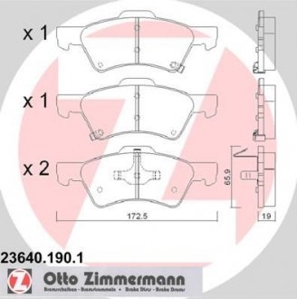 Тормозные колодки, дисковый тормоз (набор) ZIMMERMANN 236401901 (фото 1)