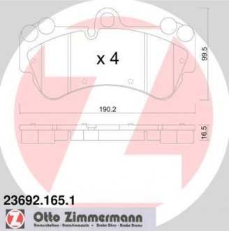 Комплект тормозных колодок, дисковый тормоз 23692.165.1 ZIMMERMANN 236921651