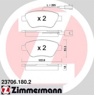 Тормозные колодки дисковые передние ZIMMERMANN 23706.180.2