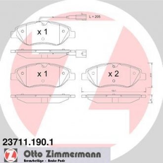 Тормозные колодки, дисковый тормоз (набор) ZIMMERMANN 237111901