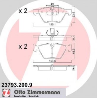 Тормозные колодки, дисковый тормоз (набор) ZIMMERMANN 237932009 (фото 1)