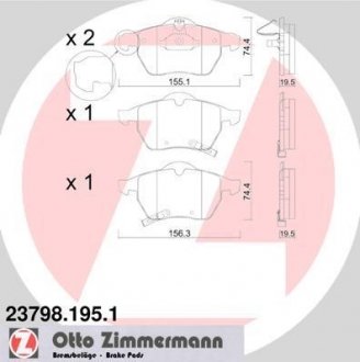 Тормозные колодки, дисковый тормоз (набор) ZIMMERMANN 237981951