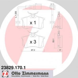 Тормозные колодки, дисковый тормоз (набор) ZIMMERMANN 238291701 (фото 1)