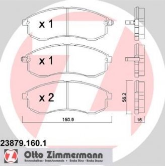 Гальмівні колодки, дискове гальмо (набір) ZIMMERMANN 238791601