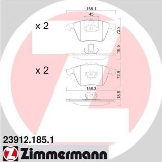 Комплект тормозных колодок, дисковый тормоз 23912.185.1 ZIMMERMANN 239121851
